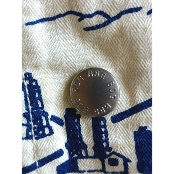 Urban Outfitters BDG Shirt Jacket Men's Small Graphic Print Yellow Denim Pockets - Picture 5 of 9